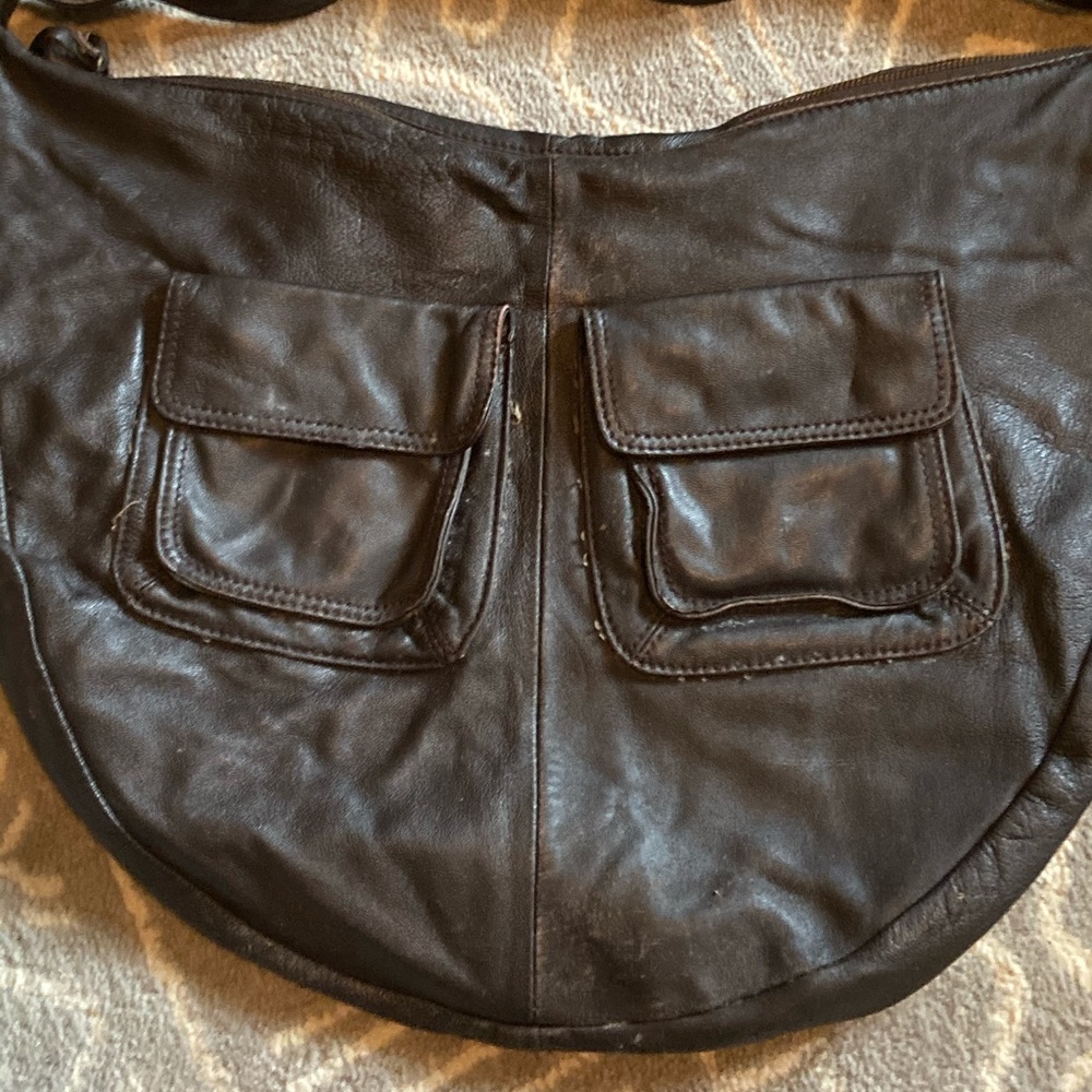 Big Brown Leather Hobo Bag